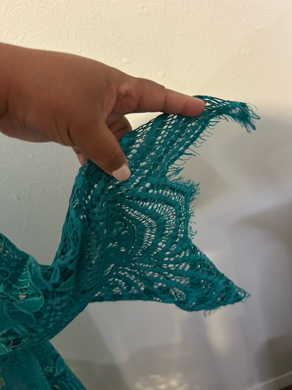 love, Fire Teal Crochet Lace Longline Open Duster - Picture 7 of 7